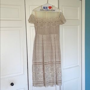 Free Generation White Lace Midi Dress